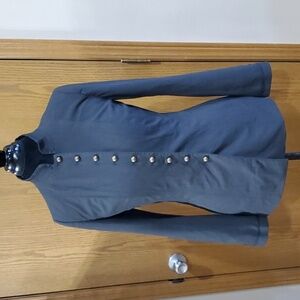 J Jill stretch military style embellished button down charcoal blazer